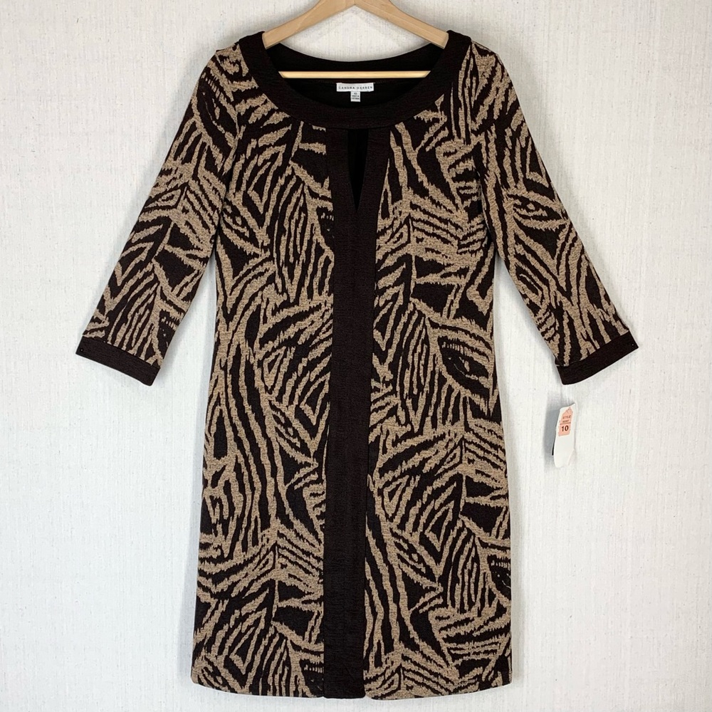 Sandra Darren~NWT~Women's Retro Geometric‎ Print Knit Sweater Midi Dress~Sz 10